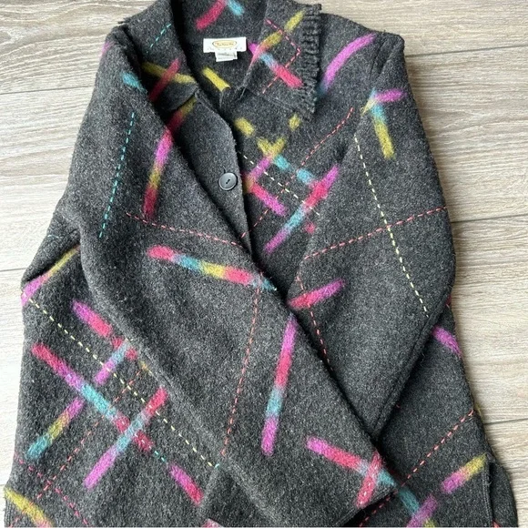 Talbots Abstract Printed Pure  Wool Felted Jacket - Picture 12 of 15